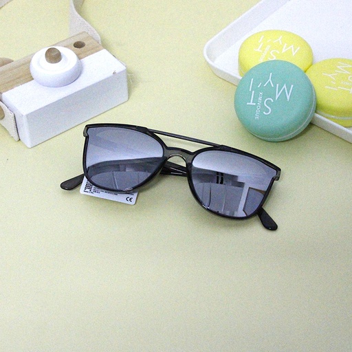 Korean Style Double-Bridge Sunglasses-Gray Frame Silver Lenses