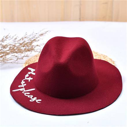 Letters Print Trendy Hat(Purplish Red)