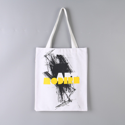 Stylish Scrawl Pattern Canvas Tote Bag (White)