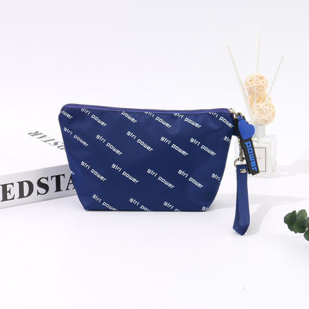 Trendy Printed Makeup Bag (Blue)