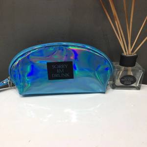 Trendy Shiny Semicircle Makeup Bag (Blue)