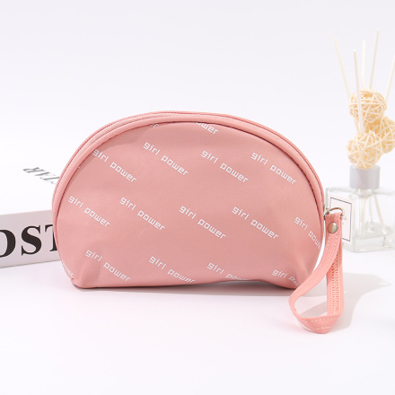 Letter Graphic Makeup Bag,Pink Zipper Storage Bag Cosmetic Bag