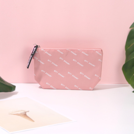 Vogue Letters Print Trapezoidal Makeup Bag (Pink)