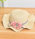 Wavy Brim Straw Hat for Children-Creamy White