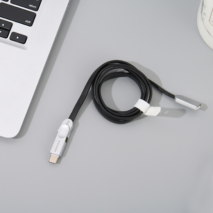 Zinc Alloy 2-in-1 Sync Charging Cable for Android&amp;Type-C (Black)