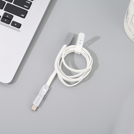 Zinc Alloy 2-in-1 Sync Charging Cable for Android&amp;Type-C (White)
