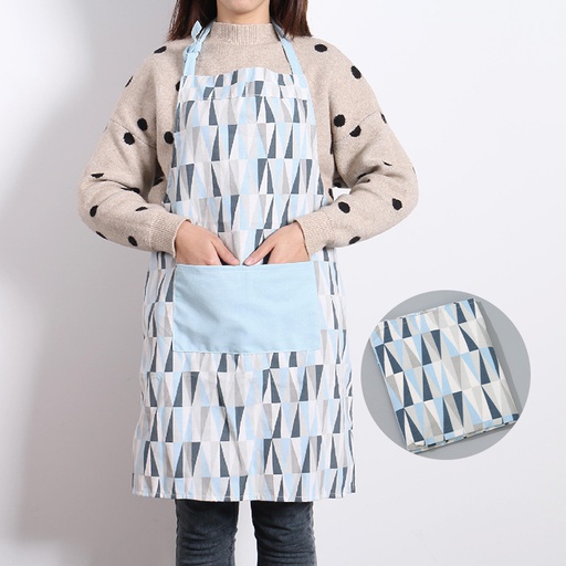 Geometric Triangle Pattern Apron (Blue)