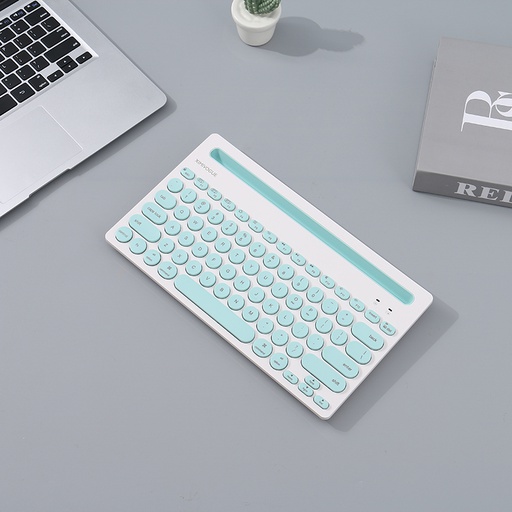 Stylish Wireless Keyboard With Holder For iPad/Mobile Phone (White+Green)
