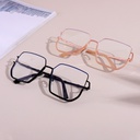 Retro Large Square Half Frame Blue Light Blocking Glasses