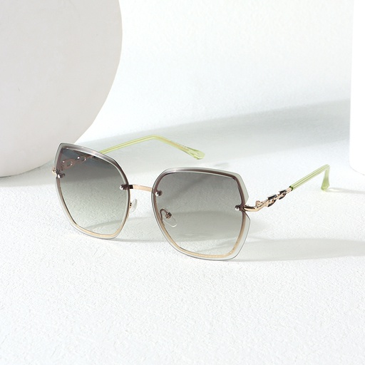 Rimless Series Unique Cut Edge Sunglasses (Gradient Green)