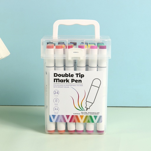 White Holder Double Tip Mark Pen(24 Colors)