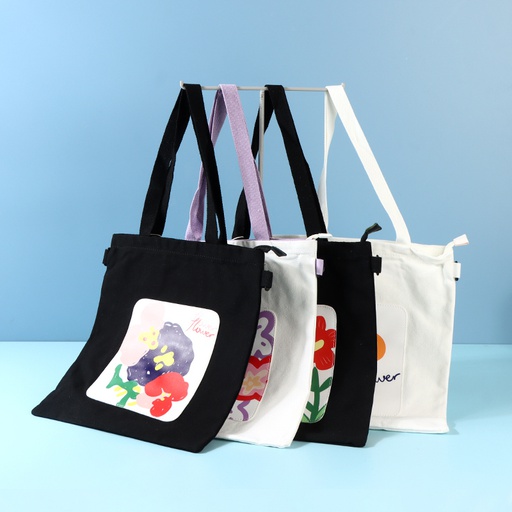 Trendy Abstract Flower Dual-Use Canvas Bag