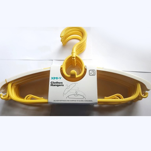 5PCS Extendable Plastic Clothes Hangers (Yellow)