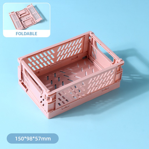Small  Foldable Plastic  Storage Basket (Pink)