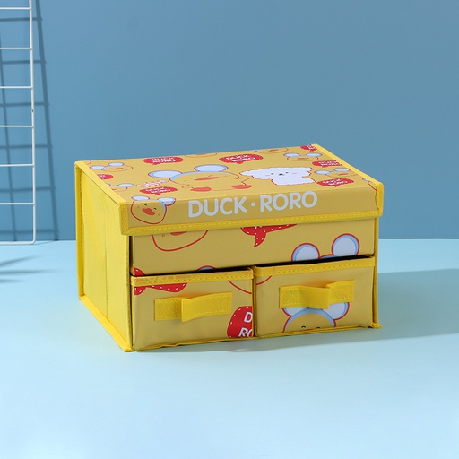 RORO Duck Double Drawers PU Fabric Storage Bin(Yellow)