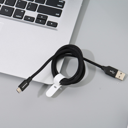 [XVDPCD00257] 1M Braided Jacket Sync Charging Cable for Android (Black)