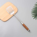 340 Stainless Steel Slotted Turner Spatula with Wooden Handle