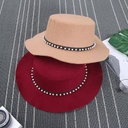 All-Match Pearl Imitated Cashmere Felt Hat (Wine Red)