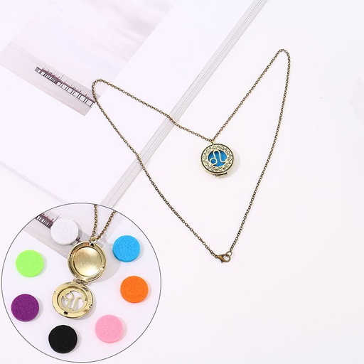 [XVFAJ00501] Aromatherapy necklace with 7 color cotton zodiac (Leo)