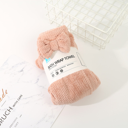 [XVHITS01017] Bath Wrap Towel with Pocket (Pink)
