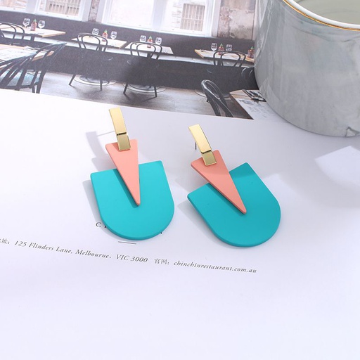 [XVFAJ00554] Blue Vogue Geometry Earrings