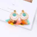 Bohemia Style Colorful Tassels Hoops Dangle Earrings